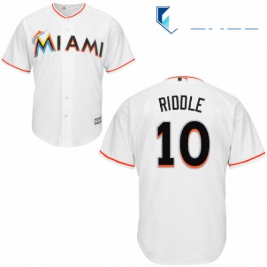 Youth Majestic Miami Marlins 10 JT Riddle Authentic White Home Cool Base MLB Jersey