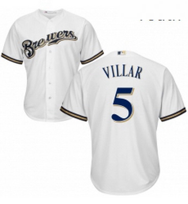 Youth Majestic Milwaukee Brewers 5 Jonathan Villar Replica White Home Cool Base MLB Jersey