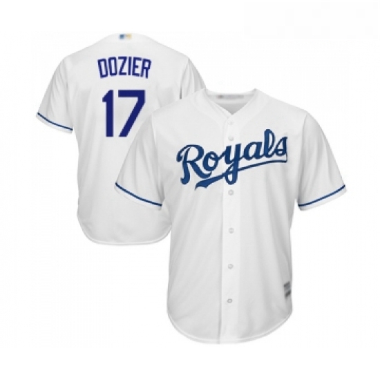 Youth Kansas City Royals 17 Hunter Dozier Replica White Home Cool Base Baseball Jersey