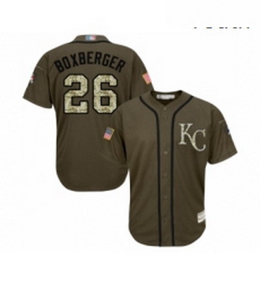 Youth Kansas City Royals 26 Brad Boxberger Authentic Green Salute to Service Baseball Jersey