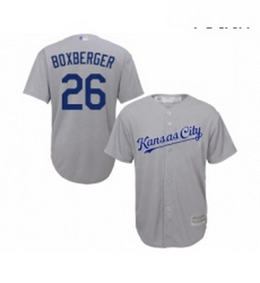 Youth Kansas City Royals 26 Brad Boxberger Replica Grey Road Cool Base Baseball Jersey