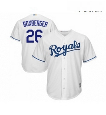 Youth Kansas City Royals 26 Brad Boxberger Replica White Home Cool Base Baseball Jersey