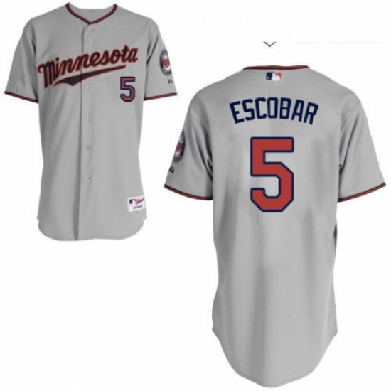 Youth Majestic Minnesota Twins 5 Eduardo Escobar Authentic Grey Road Cool Base MLB Jersey