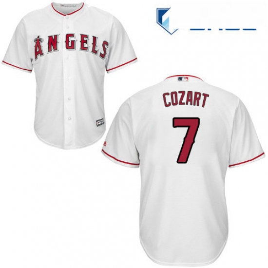 Youth Majestic Los Angeles Angels of Anaheim 7 Zack Cozart Authentic White Home Cool Base MLB Jersey