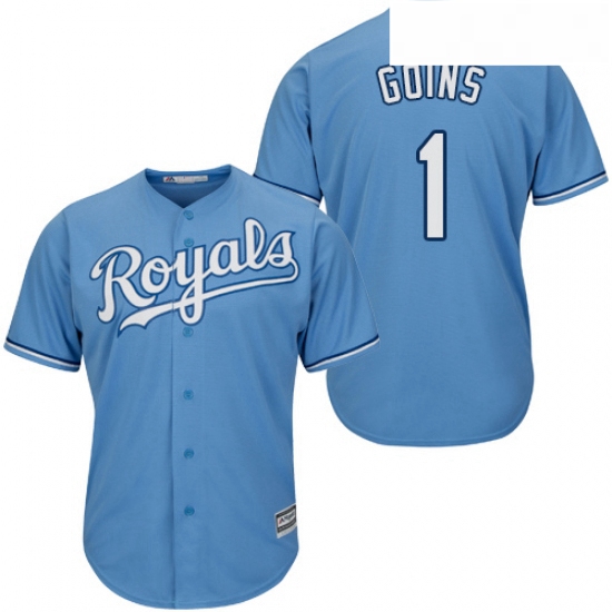 Youth Majestic Kansas City Royals 1 Ryan Goins Authentic Light Blue Alternate 1 Cool Base MLB Jersey