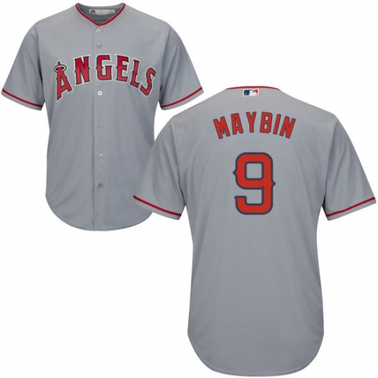 Youth Majestic Los Angeles Angels of Anaheim 9 Cameron Maybin Authentic Grey Road Cool Base MLB Jers