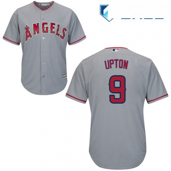 Youth Majestic Los Angeles Angels of Anaheim 9 Justin Upton Replica Grey Road Cool Base MLB Jersey