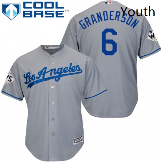 Youth Majestic Los Angeles Dodgers 6 Curtis Granderson Replica Grey Road 2017 World Series Bound Coo