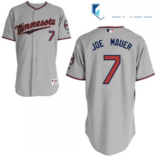 Youth Majestic Minnesota Twins 7 Joe Mauer Authentic Grey Road Cool Base MLB Jersey