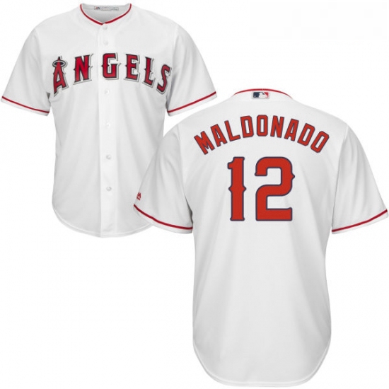 Youth Majestic Los Angeles Angels of Anaheim 12 Martin Maldonado Authentic White Home Cool Base MLB 