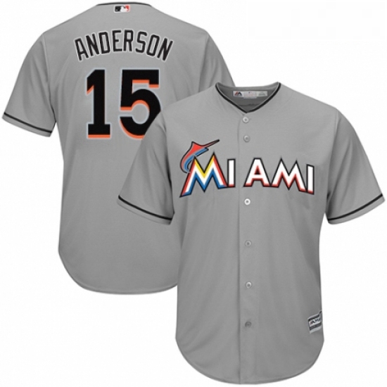 Youth Majestic Miami Marlins 15 Brian Anderson Replica Grey Road Cool Base MLB Jersey