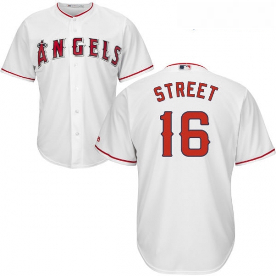 Youth Majestic Los Angeles Angels of Anaheim 16 Huston Street Authentic White Home Cool Base MLB Jer