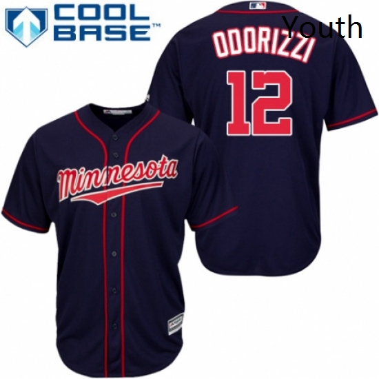 Youth Majestic Minnesota Twins 12 Jake Odorizzi Authentic Navy Blue Alternate Road Cool Base MLB Jer