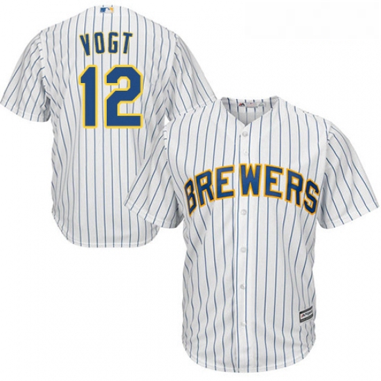 Youth Majestic Milwaukee Brewers 12 Stephen Vogt Authentic White Alternate Cool Base MLB Jersey