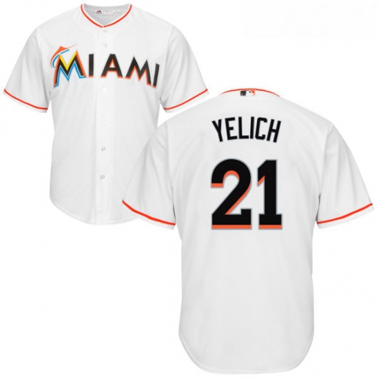 Youth Majestic Miami Marlins 21 Christian Yelich Authentic White Home Cool Base MLB Jersey