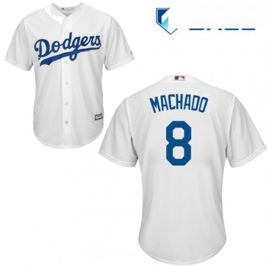 Youth Majestic Los Angeles Dodgers 8 Manny Machado Authentic White Home Cool Base MLB Jersey