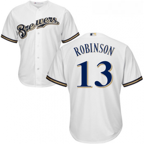 Youth Majestic Milwaukee Brewers 13 Glenn Robinson Authentic White Home Cool Base MLB Jersey