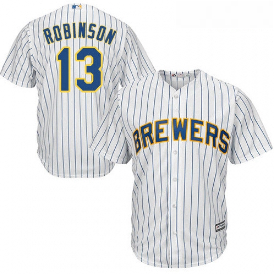 Youth Majestic Milwaukee Brewers 13 Glenn Robinson Replica White Alternate Cool Base MLB Jersey