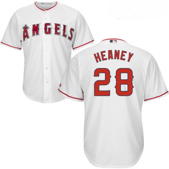 Youth Majestic Los Angeles Angels of Anaheim 28 Andrew Heaney Authentic White Home Cool Base MLB Jer