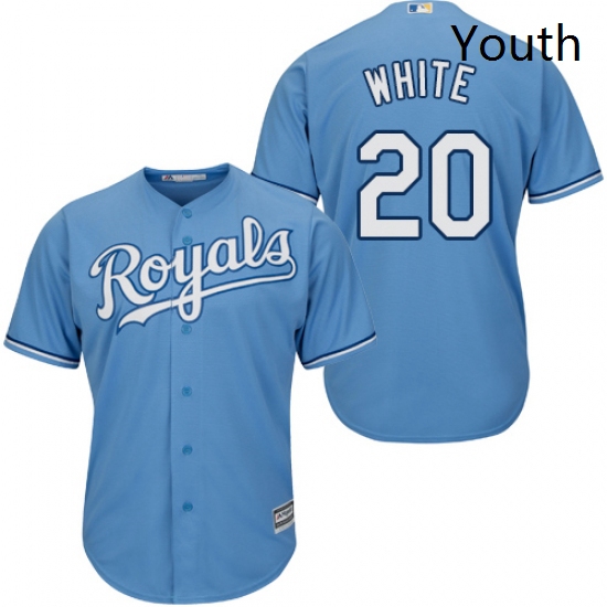 Youth Majestic Kansas City Royals 20 Frank White Authentic Light Blue Alternate 1 Cool Base MLB Jers