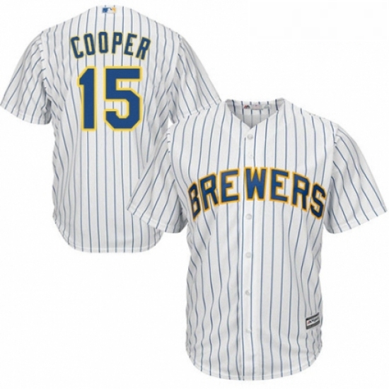 Youth Majestic Milwaukee Brewers 15 Cecil Cooper Authentic White Home Cool Base MLB Jersey