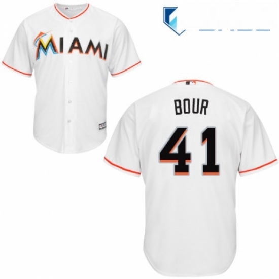 Youth Majestic Miami Marlins 41 Justin Bour Authentic White Home Cool Base MLB Jersey