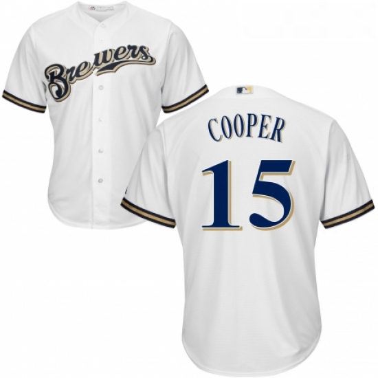 Youth Majestic Milwaukee Brewers 15 Cecil Cooper Replica Navy Bl