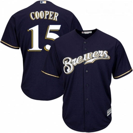 Youth Majestic Milwaukee Brewers 15 Cecil Cooper Replica White Alternate Cool Base MLB Jersey