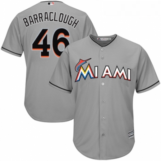 Youth Majestic Miami Marlins 46 Kyle Barraclough Replica Grey Road Cool Base MLB Jersey