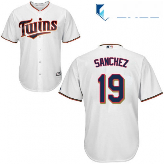 Youth Majestic Minnesota Twins 19 Anibal Sanchez Replica White Home Cool Base MLB Jersey