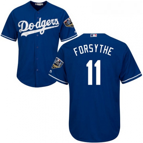 Youth Majestic Los Angeles Dodgers 11 Logan Forsythe Authentic Royal Blue Alternate Cool Base 2018 W