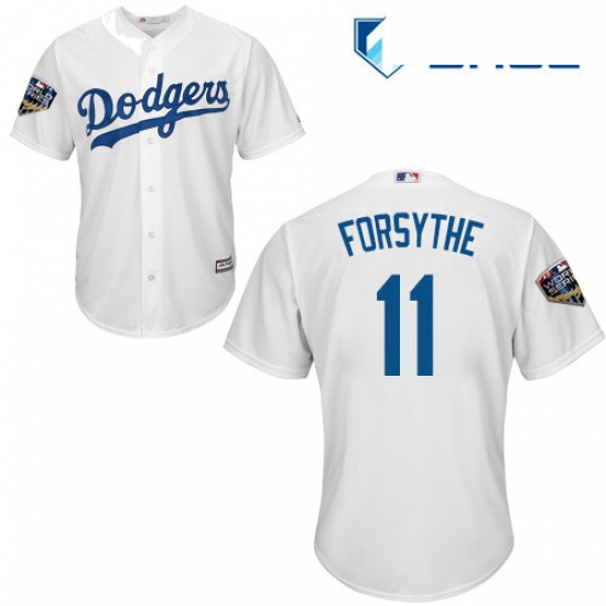 Youth Majestic Los Angeles Dodgers 11 Logan Forsythe Authentic White Home Cool Base 2018 World Serie