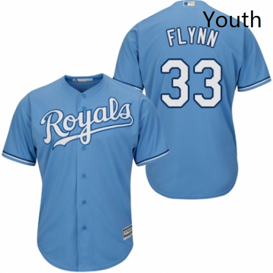 Youth Majestic Kansas City Royals 33 Brian Flynn Authentic Light Blue Alternate 1 Cool Base MLB Jers