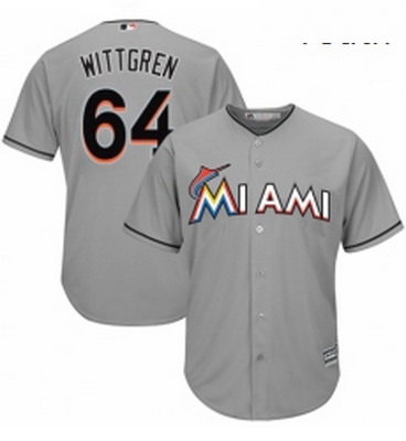 Youth Majestic Miami Marlins 64 Nick Wittgren Authentic Grey Road Cool Base MLB Jersey