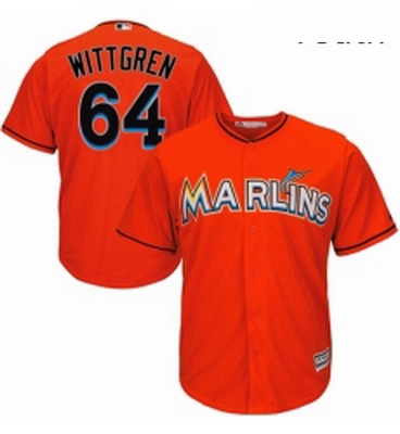 Youth Majestic Miami Marlins 64 Nick Wittgren Authentic Orange Alternate 1 Cool Base MLB Jersey