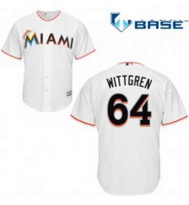 Youth Majestic Miami Marlins 64 Nick Wittgren Authentic White Home Cool Base MLB Jersey