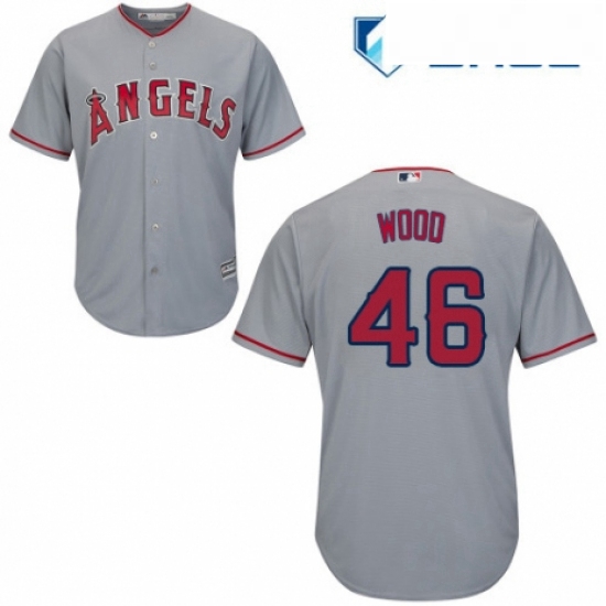 Youth Majestic Los Angeles Angels of Anaheim 46 Blake Wood Replica Grey Road Cool Base MLB Jersey