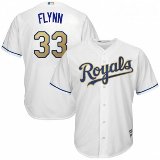 Youth Majestic Kansas City Royals 33 Brian Flynn Replica White Home Cool Base MLB Jersey