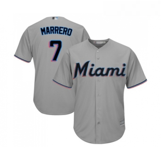 Youth Miami Marlins 7 Deven Marrero Replica Grey Road Cool Base Baseball Jersey