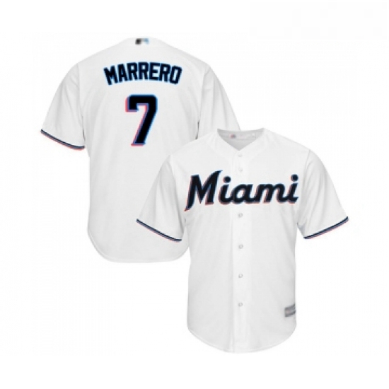 Youth Miami Marlins 7 Deven Marrero Replica White Home Cool Base Baseball Jersey