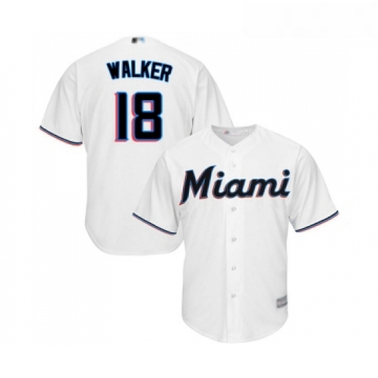 Youth Miami Marlins 18 Neil Walker Replica White Home Cool Base Baseball Jersey