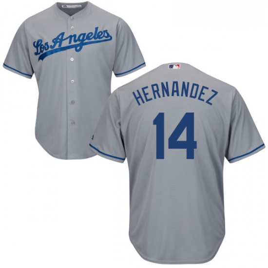 Youth Majestic Los Angeles Dodgers 14 Enrique Hernandez Authentic Grey Road Cool Base MLB Jersey