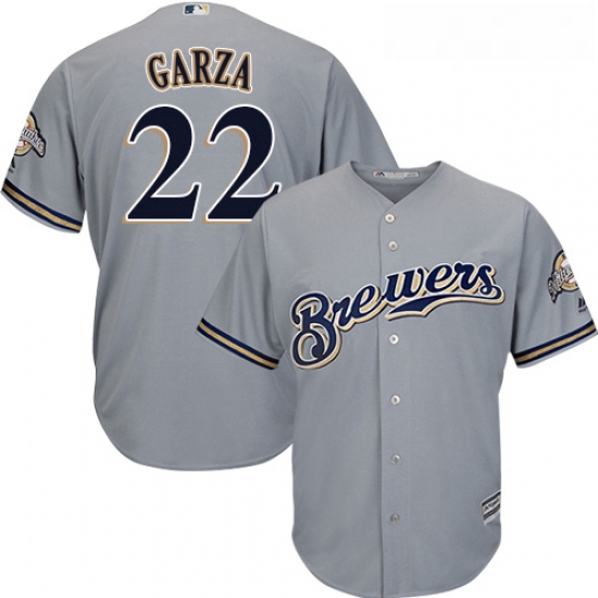 Youth Majestic Milwaukee Brewers 22 Matt Garza Authentic Grey Road Cool Base MLB Jersey