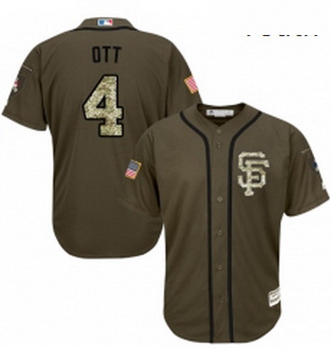 Youth Majestic San Francisco Giants 4 Mel Ott Authentic Green Salute to Service MLB Jersey