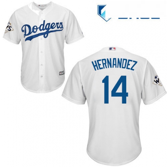 Youth Majestic Los Angeles Dodgers 14 Enrique Hernandez Replica White Home 2017 World Series Bound C