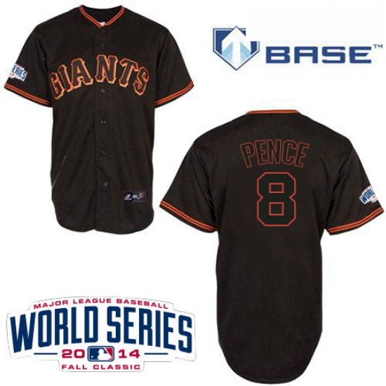 Youth Majestic San Francisco Giants 8 Hunter Pence Authentic Black Cool Base 2014 World Series Patch