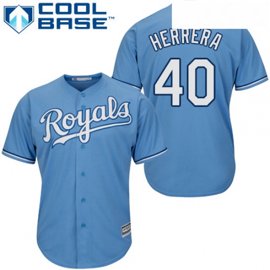 Youth Majestic Kansas City Royals 40 Kelvin Herrera Authentic Light Blue Alternate 1 Cool Base MLB J