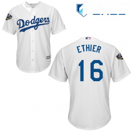 Youth Majestic Los Angeles Dodgers 16 Andre Ethier Authentic White Home Cool Base 2018 World Series 