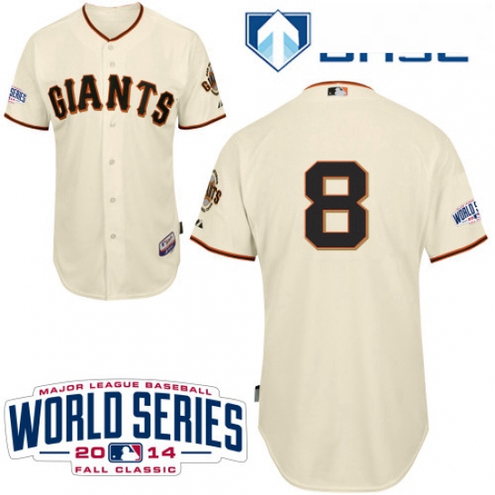 Youth Majestic San Francisco Giants 8 Hunter Pence Authentic Cream Home Cool Base 2014 World Series 