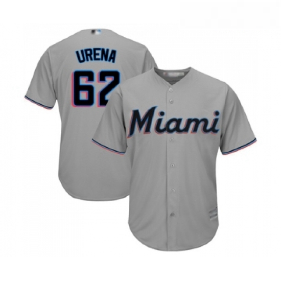 Youth Miami Marlins 62 Jose Urena Replica Grey Road Cool Base Baseball Jersey